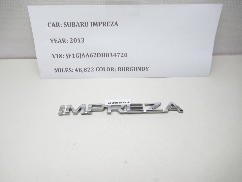 12-16 Subaru Impreza Trunk Nameplate Script Emblem 93079FJ000 OEM