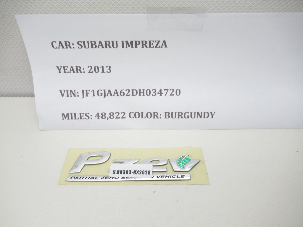 12-16 Subaru Impreza Pzev Partial Zero Emissions Vehicle Badge SOA3681002 OEM