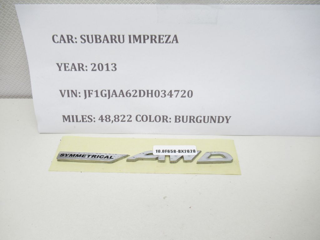 12-16 Subaru Impreza Trunk Nameplate Script Emblem 93079FJ060 OEM