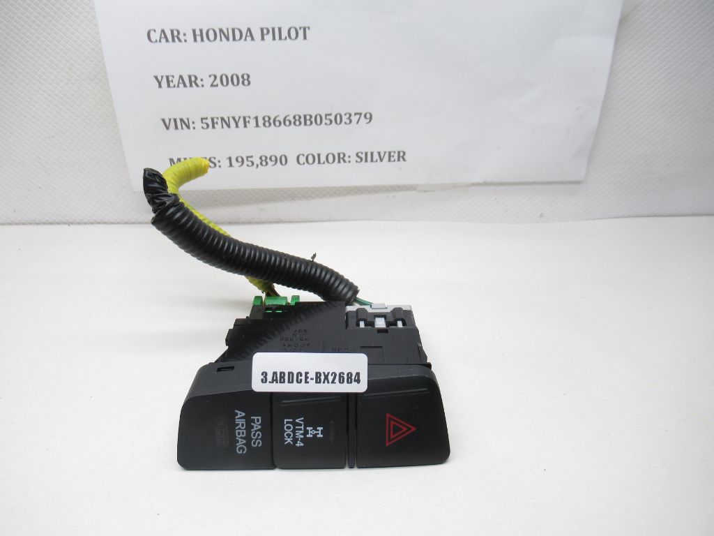 06-08 Honda Pilot Hazard Switch Multi-Function Switch Button 35825-S9V-A01ZA OEM