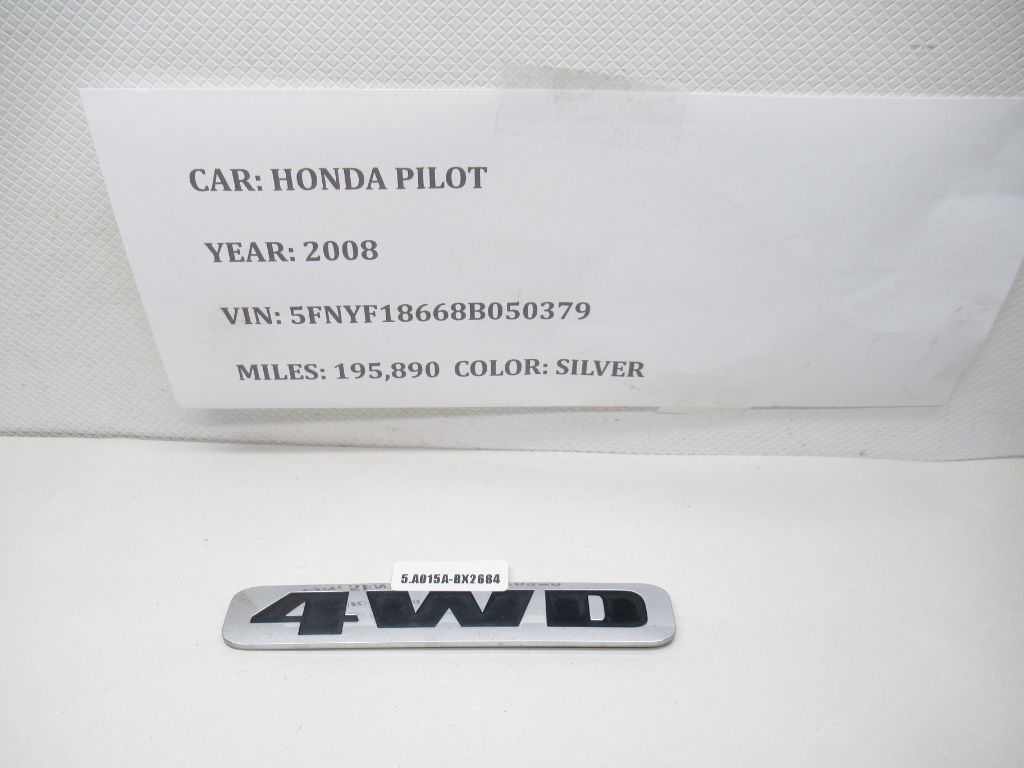 2006-2008 Honda Pilot Rear 4WD Nameplate Emblem Logo Badge 75719-S9V-A00 OEM