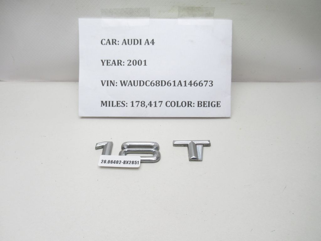 2000-2001 Audi A4 Quattro 1.8 T Rear Logo Badge 8D5853743A OEM