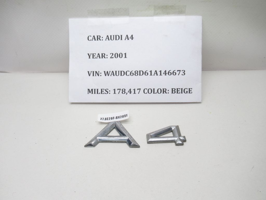 2000-2001 AUDI A4 Quattro Trunk Emblem Badge Nameplate (A4) 8H0853741 OEM