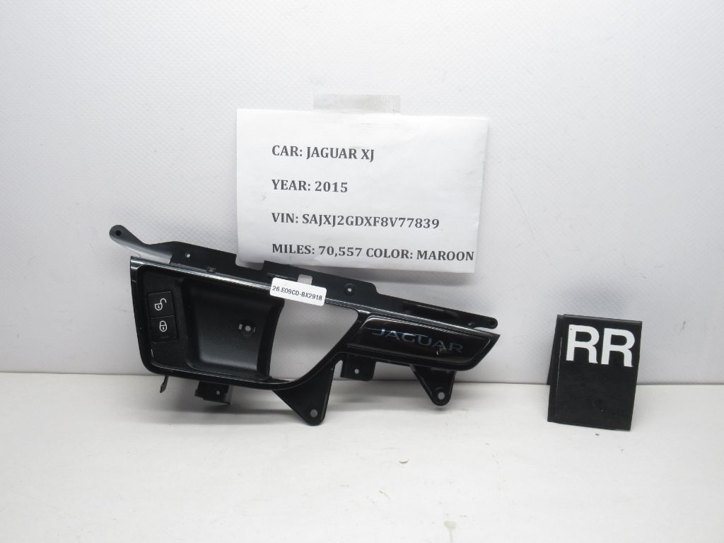 10-15 Jaguar XJ Rear RH Door Handle Bezel Bracket Trim W/ Switch EW93274B10 OEM