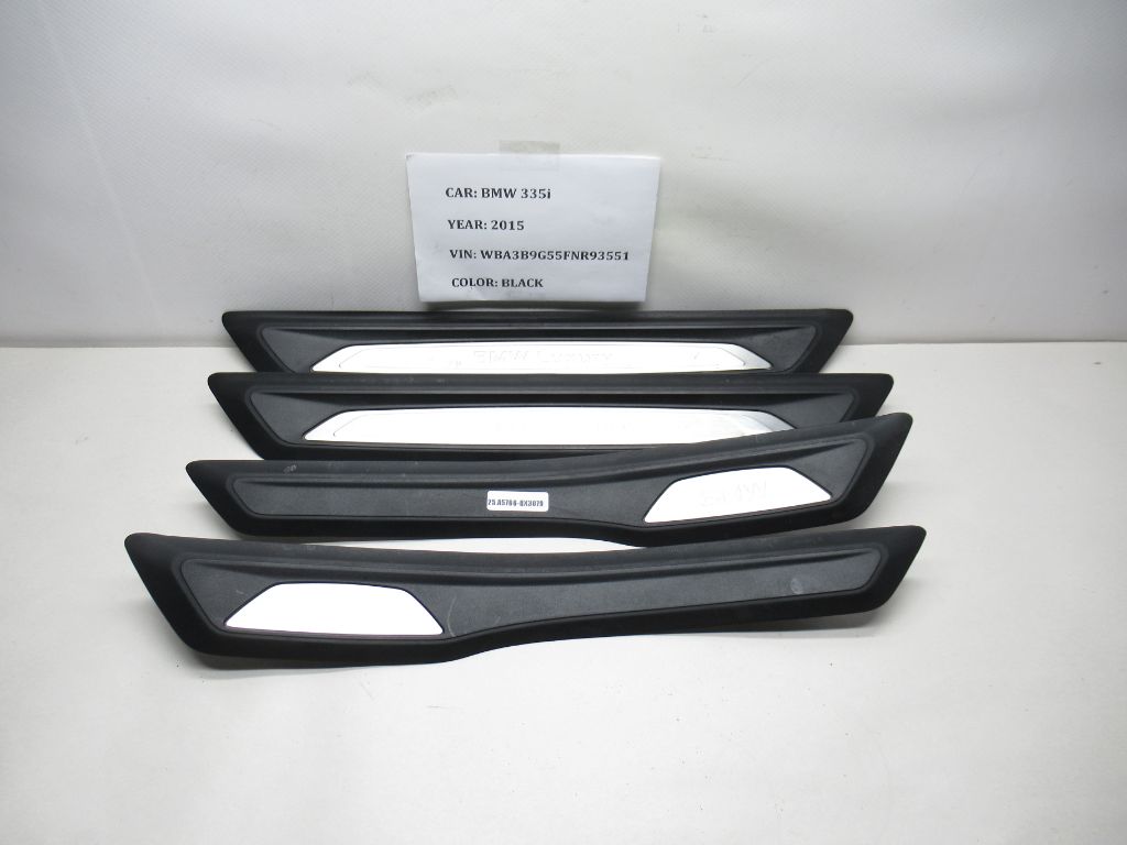 12-15 BMW 335i Door Sill Panel Scuff Plate Step Cover Trim Set 7260929 OEM