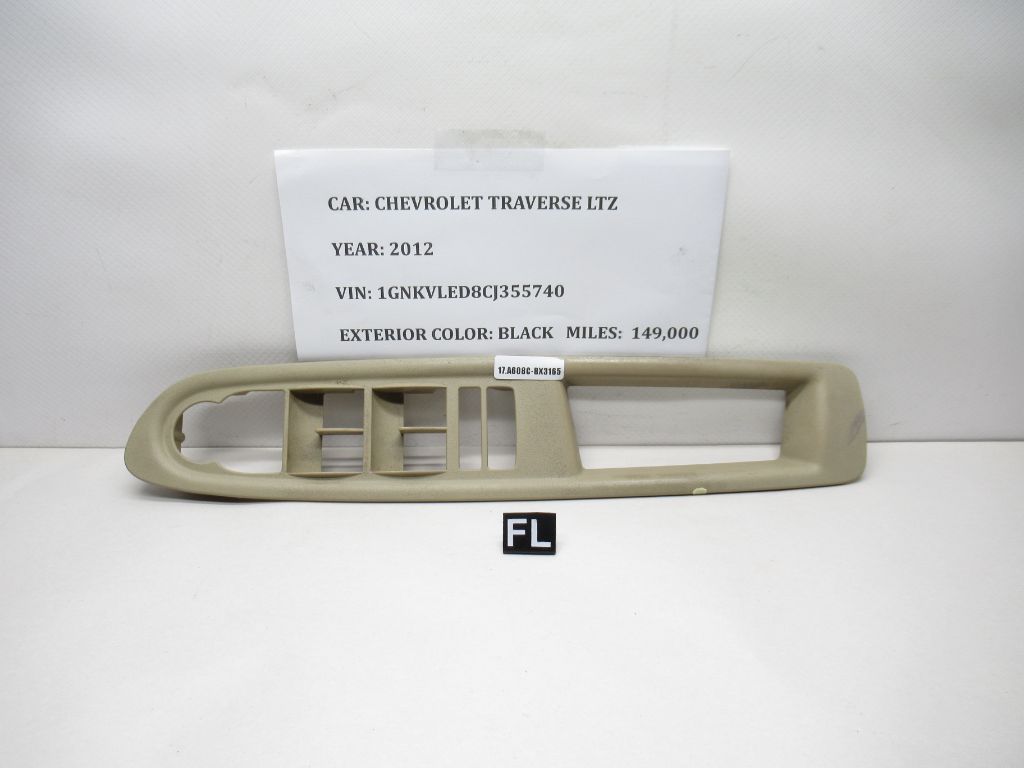 09-12 Chevrolet Traverse Front Left Door Window Switch Cover Trim 20901291 OEM