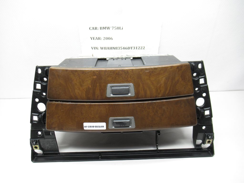 06-08 BMW 750Li Center Dash Console Storage Wood Trim Tray 51458261060A OEM