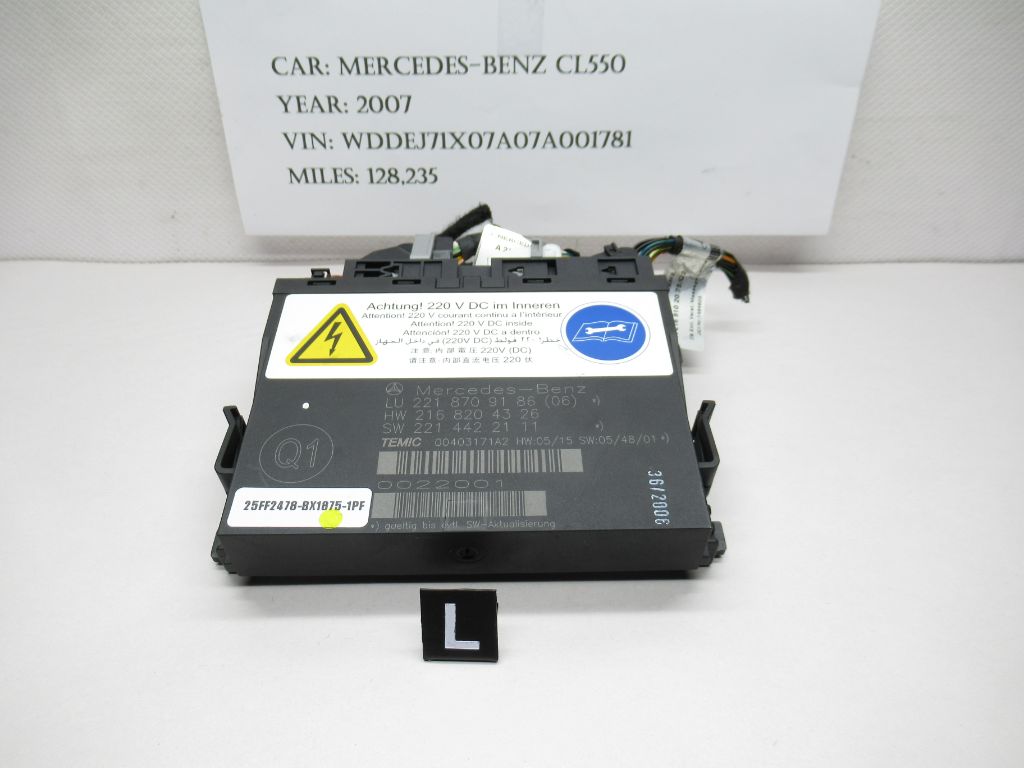 2007-2014 Mercedes-Benz CL550 Left Seat Control Module 2218709186 OEM