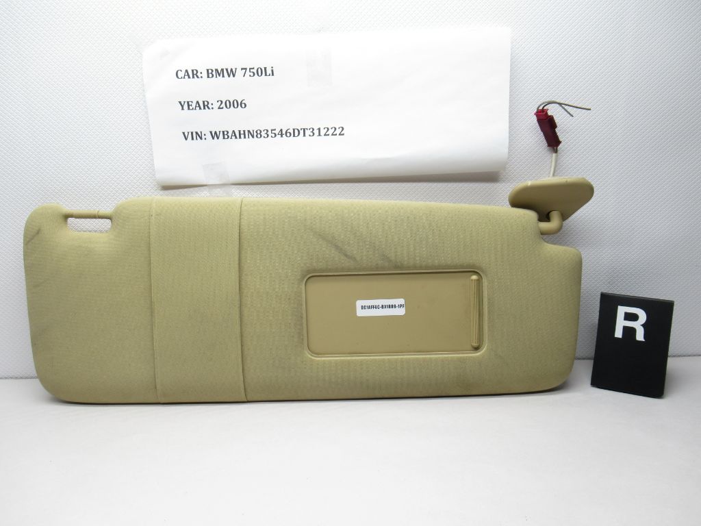 2006-2008 BMW 750Li Right Side Sun Visor / Mirror 51166952552 OEM