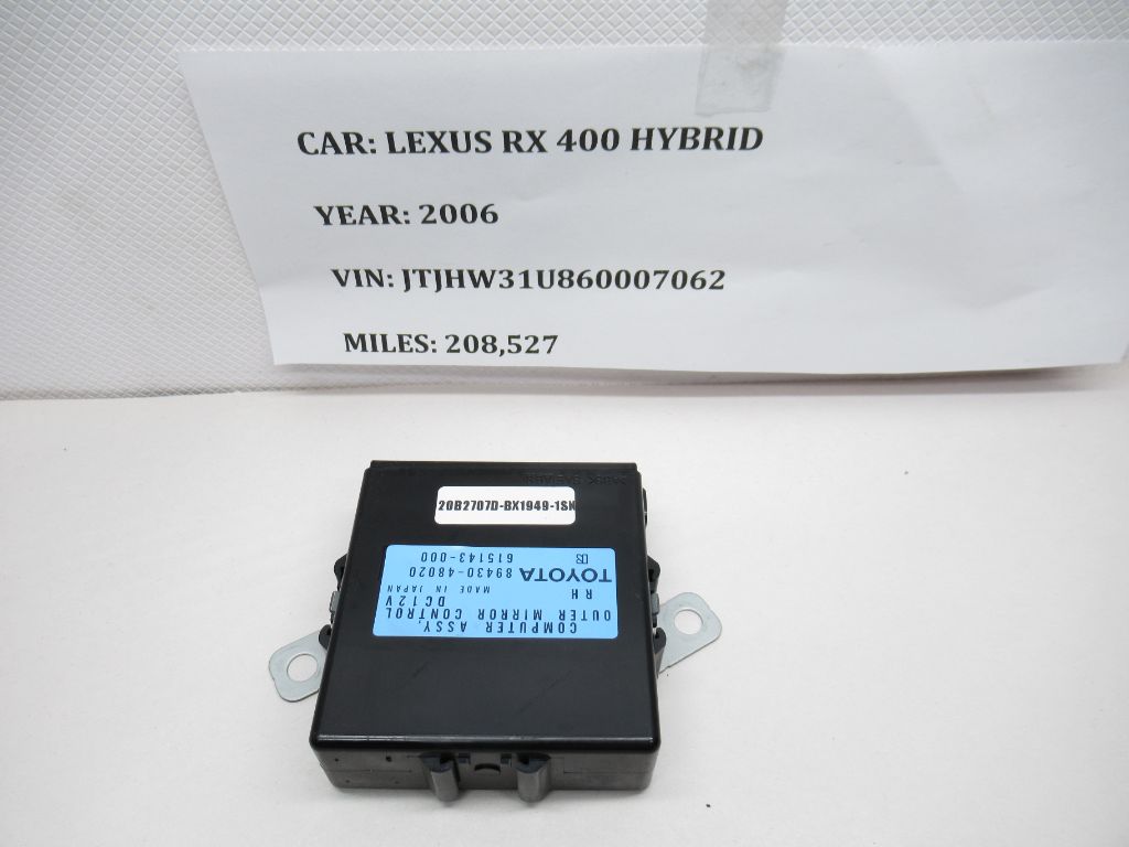 06-09 Lexus RX400h Front Right Hand Memory Mirror Control Module 8943048020 OEM