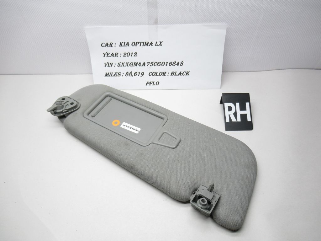 2011-2012 KIA Optima Passenger Side Sun Visor Sunvisor Shade Gray OEM