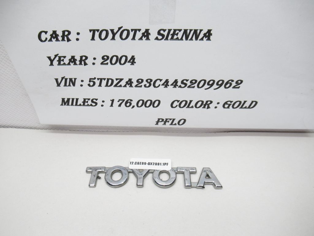 2004-2010 Toyota Sienna  Rear Door Script Nameplate Badge 75444-08010 OEM