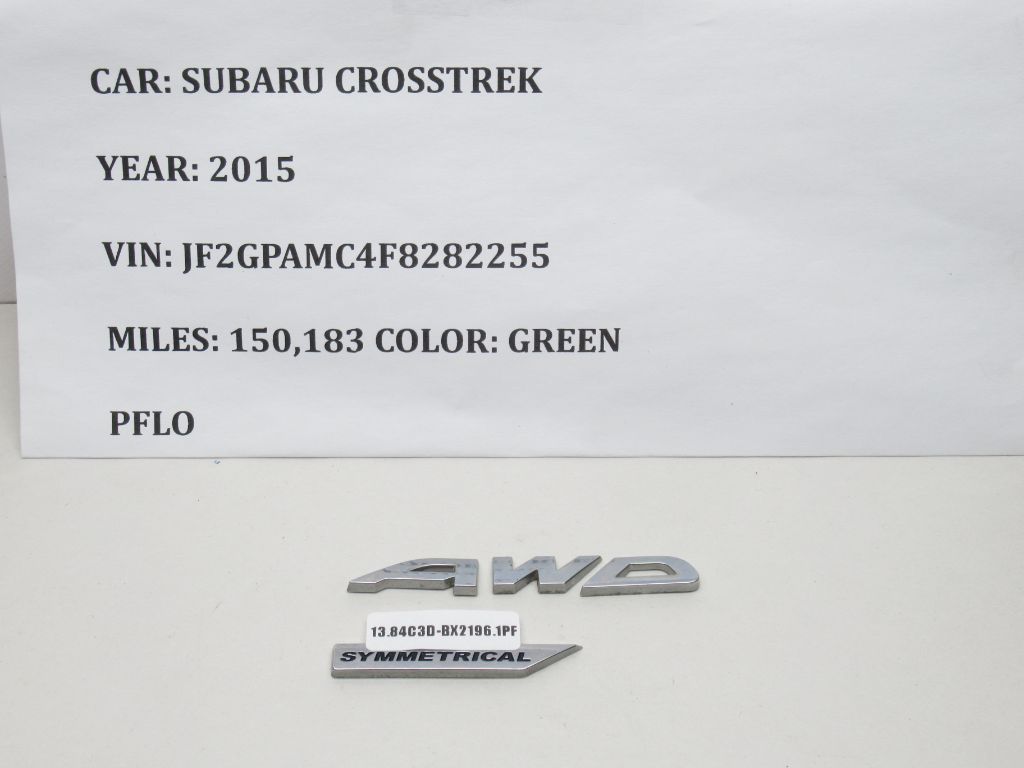 2013-2015 Subaru XV Crosstrek Rear Nameplate AWD Symmetrical 93079VA230 OEM