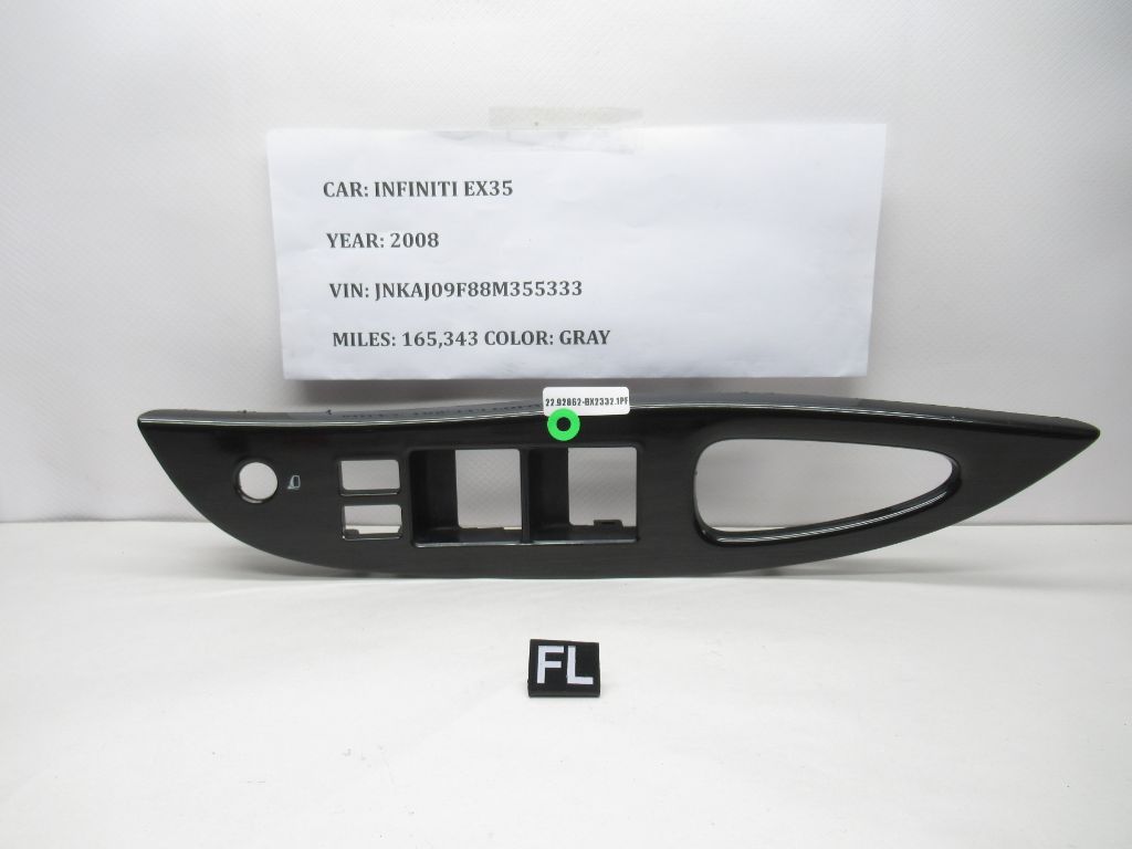 2008-2012 Infiniti EX35 Front Left  Power Window Trim Bezel 80961-1BA0A OEM